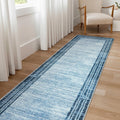 Lahome Abstract Runner Rug,2.5x8 Hallway Runner Rug Non-Slip Washable Blue Kitchen Runner Rug,Low-Pile Soft Bedroom Runner Minim