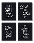 Brooke & Vine Funny Bathroom Decor Hip Hop 80s 90s Music Old School Rap Posters Wall Art Prints (UNFRAMED 8 x 10 Set of 4) Black
