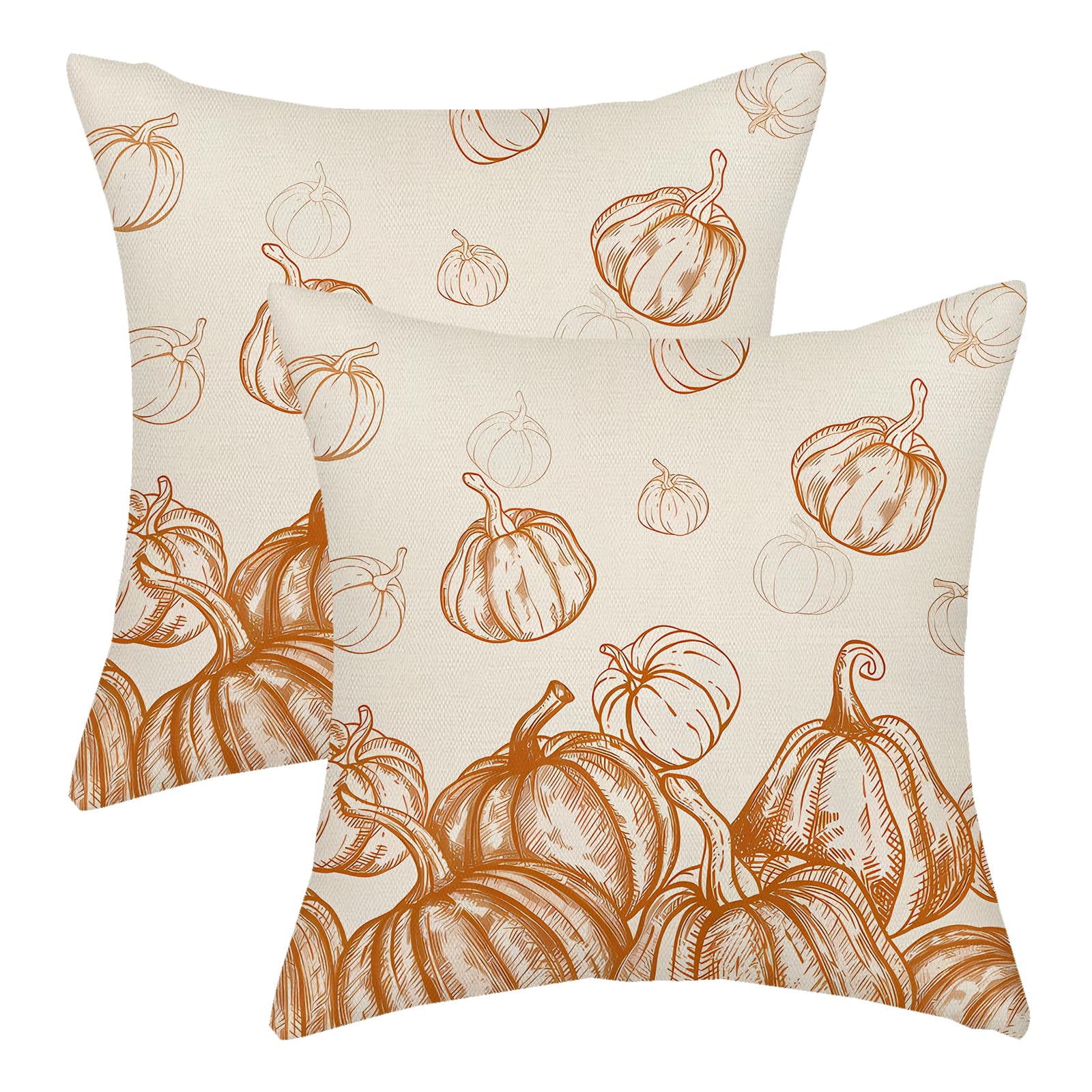 Fall Pillow Covers 16X16 Autumn Burnt Orange Pumpkins Decor Throw Pillows Case For Couch Harvest Thanksgiving Farmhouse Indoor O