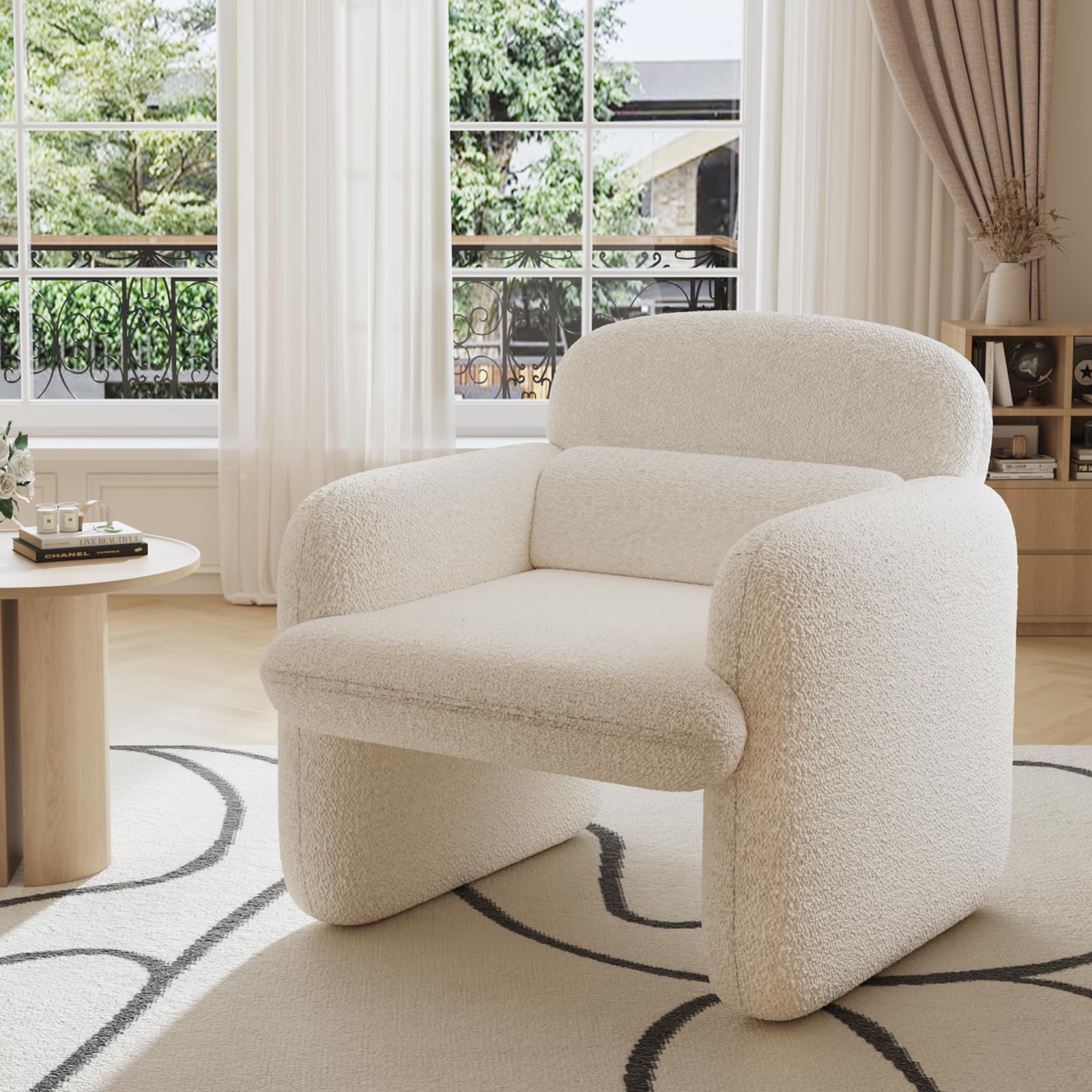 Furniliving 30.5 Accent Chair, Modern Chenille Fabric Armchair for Living Room, Comfy Upholstered Reading Accent Chairs for Bedr