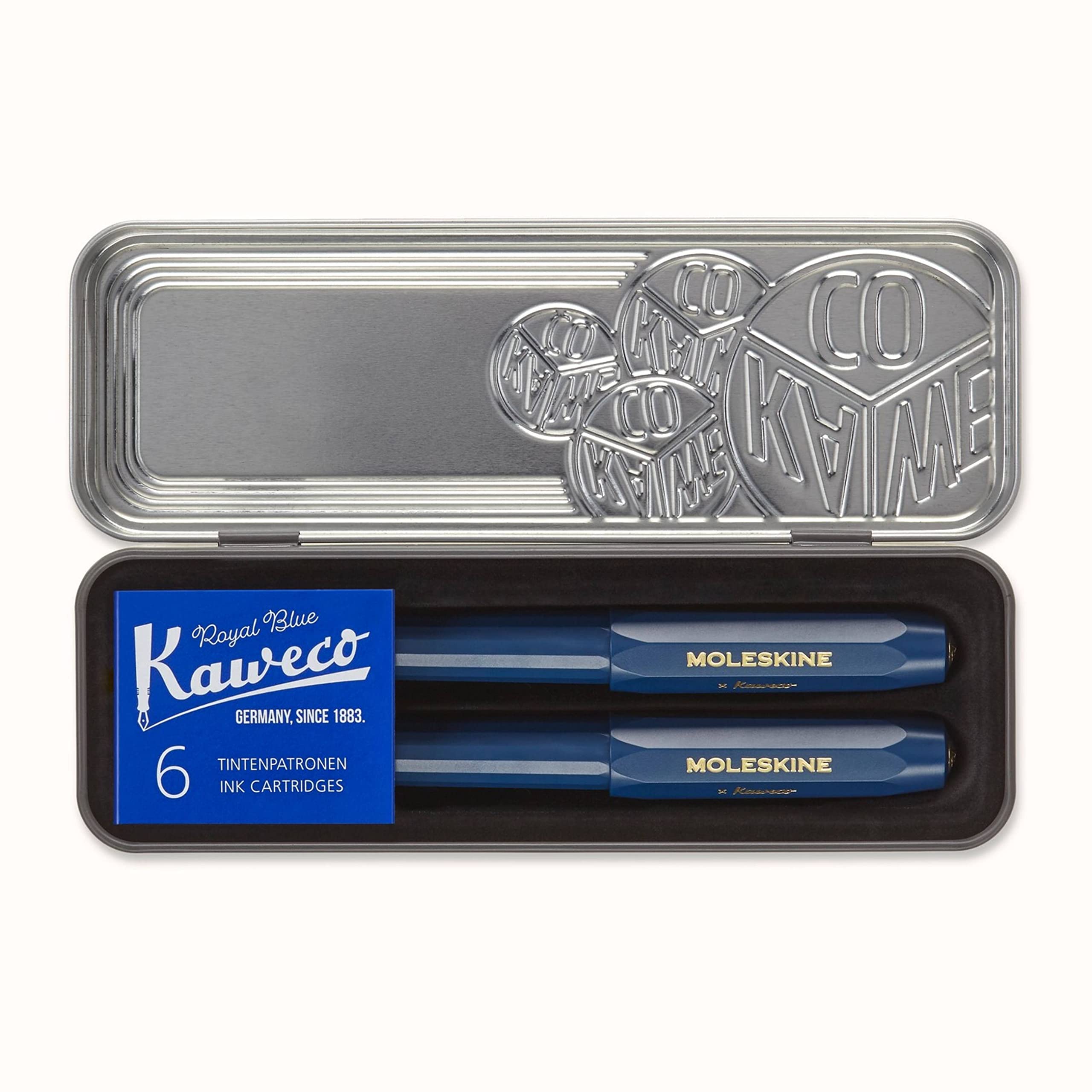 Moleskine X Kaweco, Fountain Pen And Ballpen Set, Medium Nib/1.0Mm Point, Blue With Blue Ink