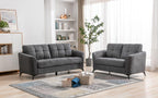 Lilola Home Callie Gray Velvet Fabric Sofa Loveseat Living Room Set