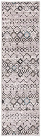Safavieh Amsterdam Collection Runner Rug - 2'3'' X 8', Light Grey & Brown, Moroccan Boho Design, Non-Shedding & Easy Care, Ideal