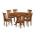 East West Furniture PORT7-SBR-C 7 Piece Dining Table Set Consist of an Oval Dining Room Table with Butterfly Leaf and 6 Linen Fabric Upholstered Chairs, 42x60 Inch, Saddle Brown