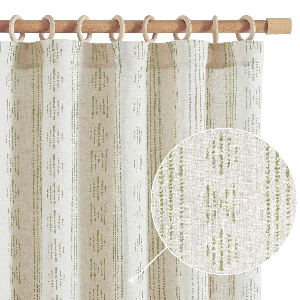 Jinchan Boho Curtains Linen Curtains For Living Room Farmhouse Sage Green Curtains 108 Inches Lomg 2 Panels For Bedroom Geometri