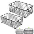 Kingrol 2 Pack Wire Storage Baskets with Handles, Metal Organizer Basket Bins for Home, Office, Nursery, Laundry Shelves Organiz