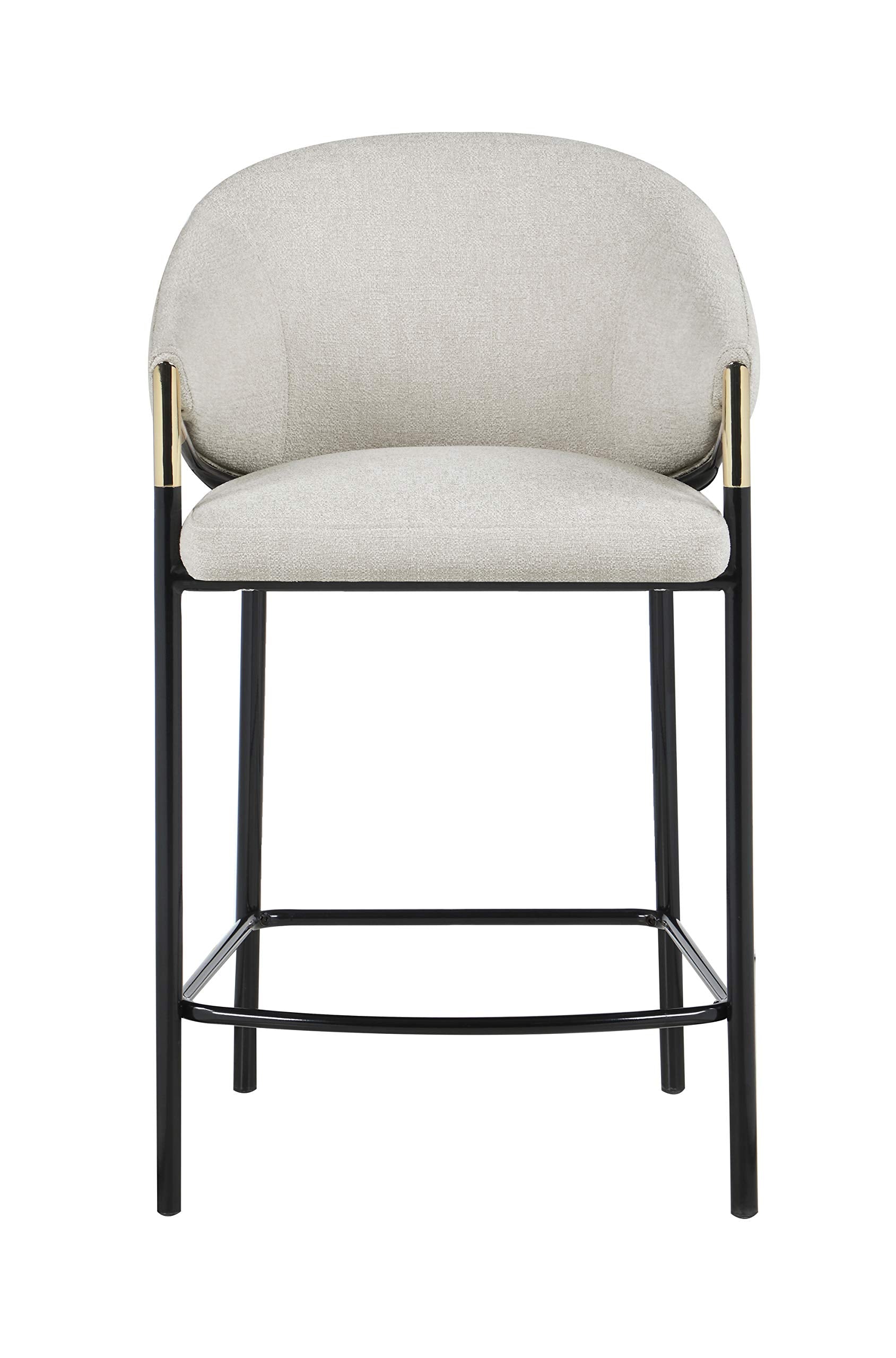 Coaster Home Furnishings Chadwick Farlow Set of 2 Counter Height Bar Stool Beige Fabric Upholstered Barstool Sturdy Metal Frame with Footrest 183436