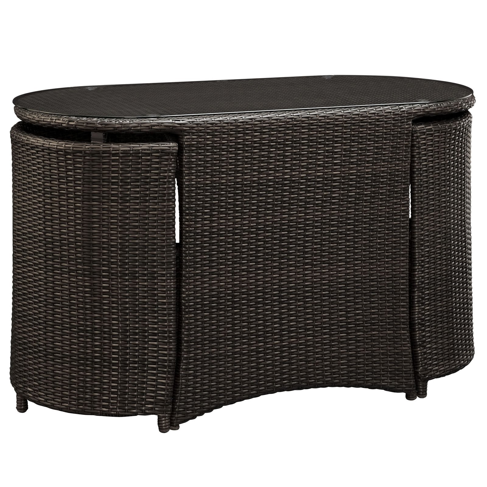 Modway Furniture Lexmod Katonti 3-Piece Outdoor Wicker Patio Set With 2 Chairs And 2 Tables