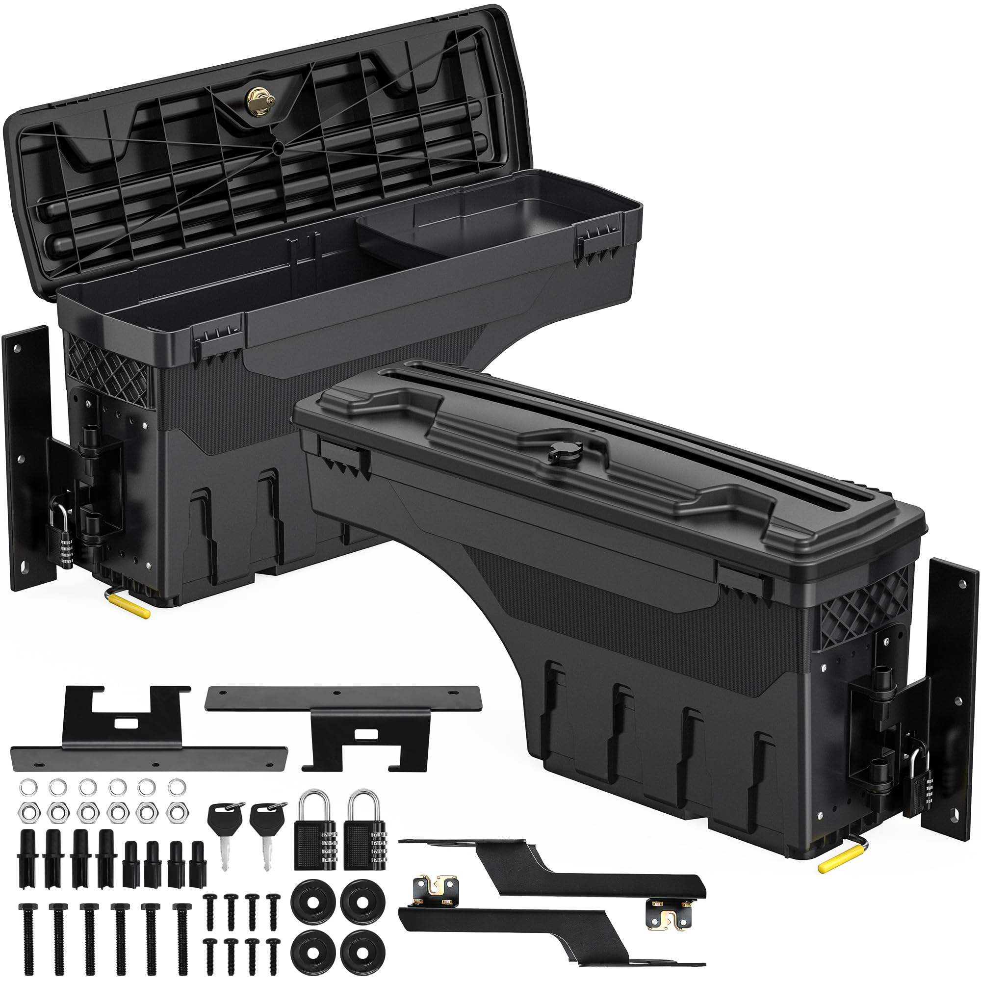 OEDRO Truck Bed Storage Tool Box Fits 2015-2025 Ford F150 Driver Side + Passenger Side, 180 Degree Rotation Rear Tool Boxs with 