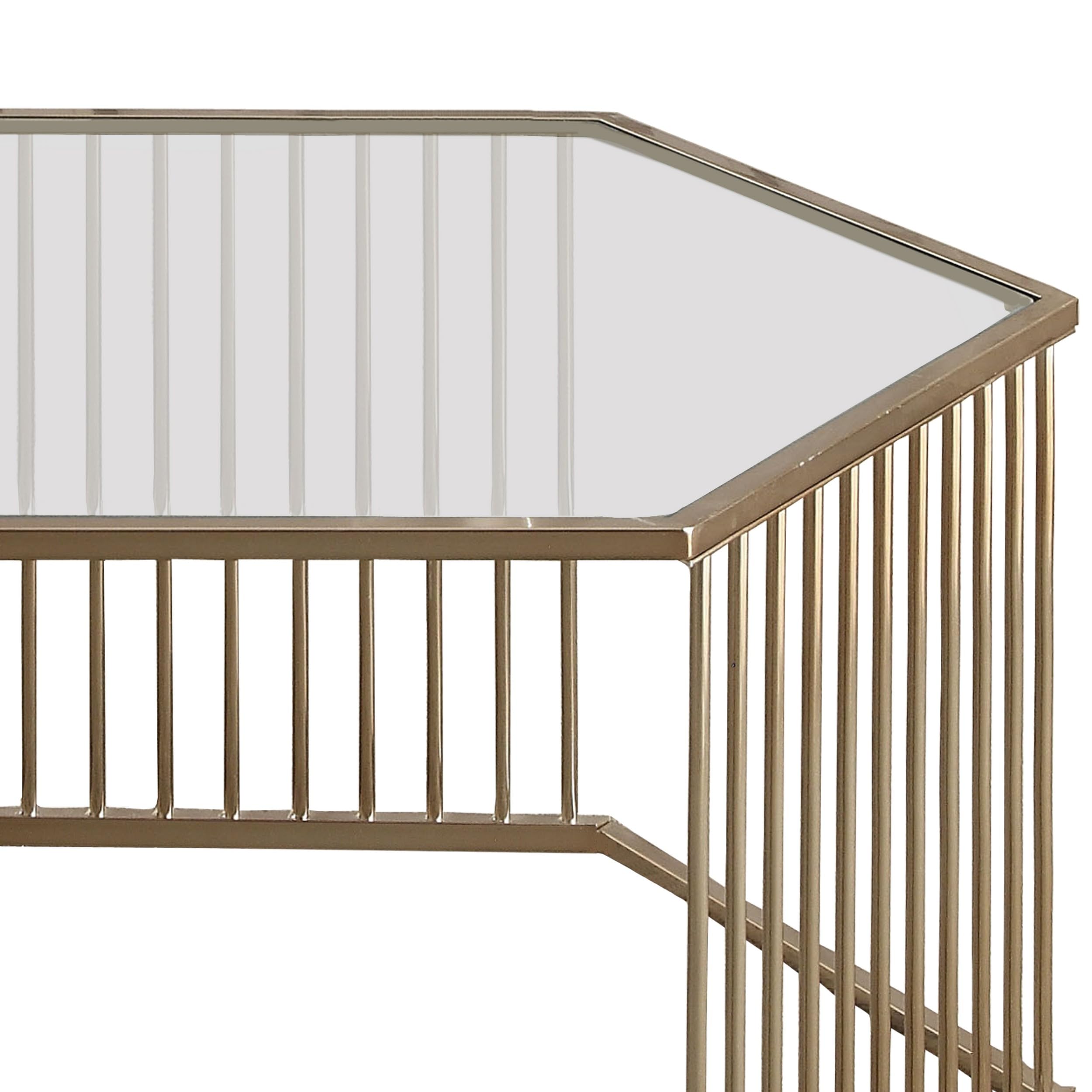 Acme Oaklie Glass Top Coffee Table in Champagne and Clear