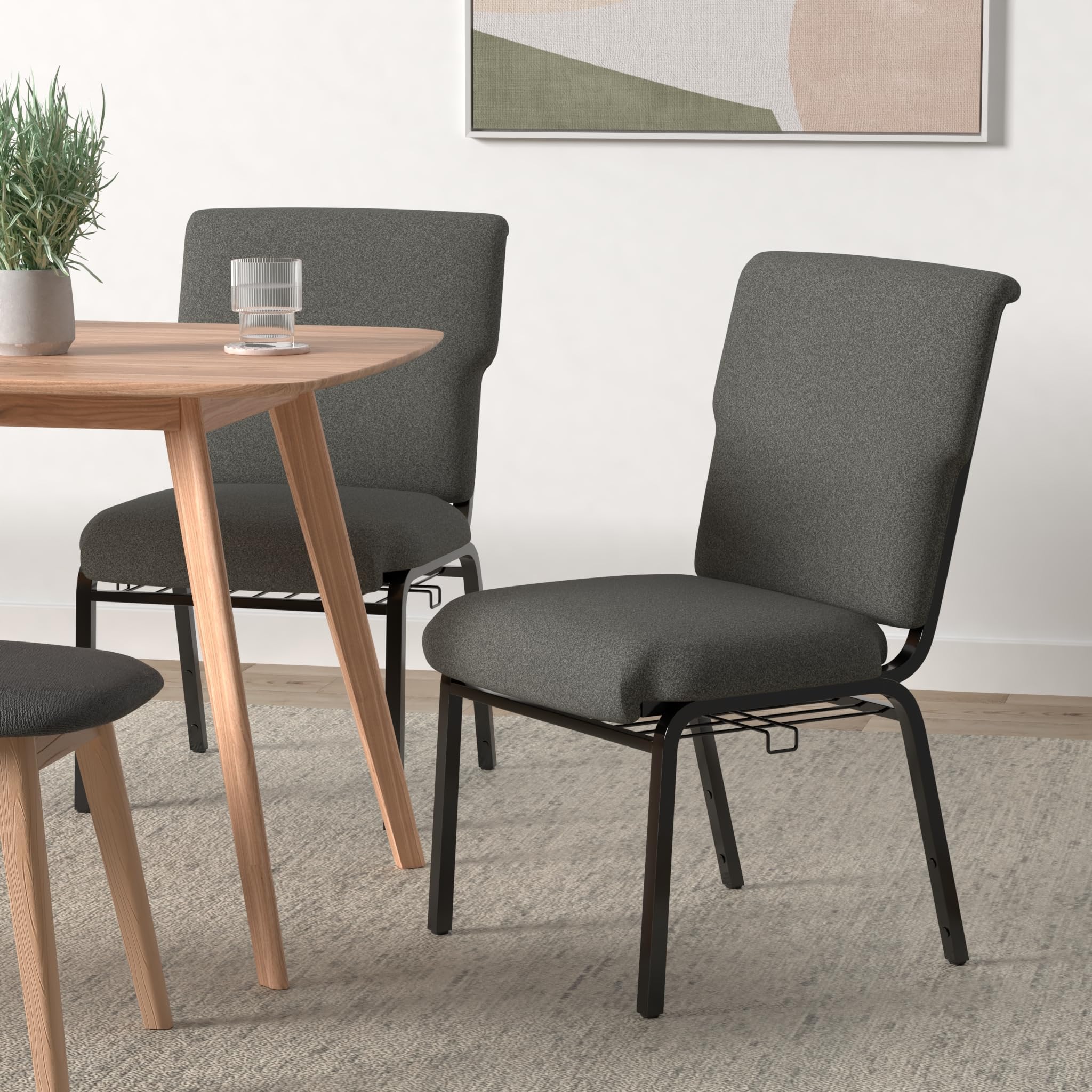 Flash Furniture Advantage Charcoal Gray Discount Church Chair - 21 In. Wide