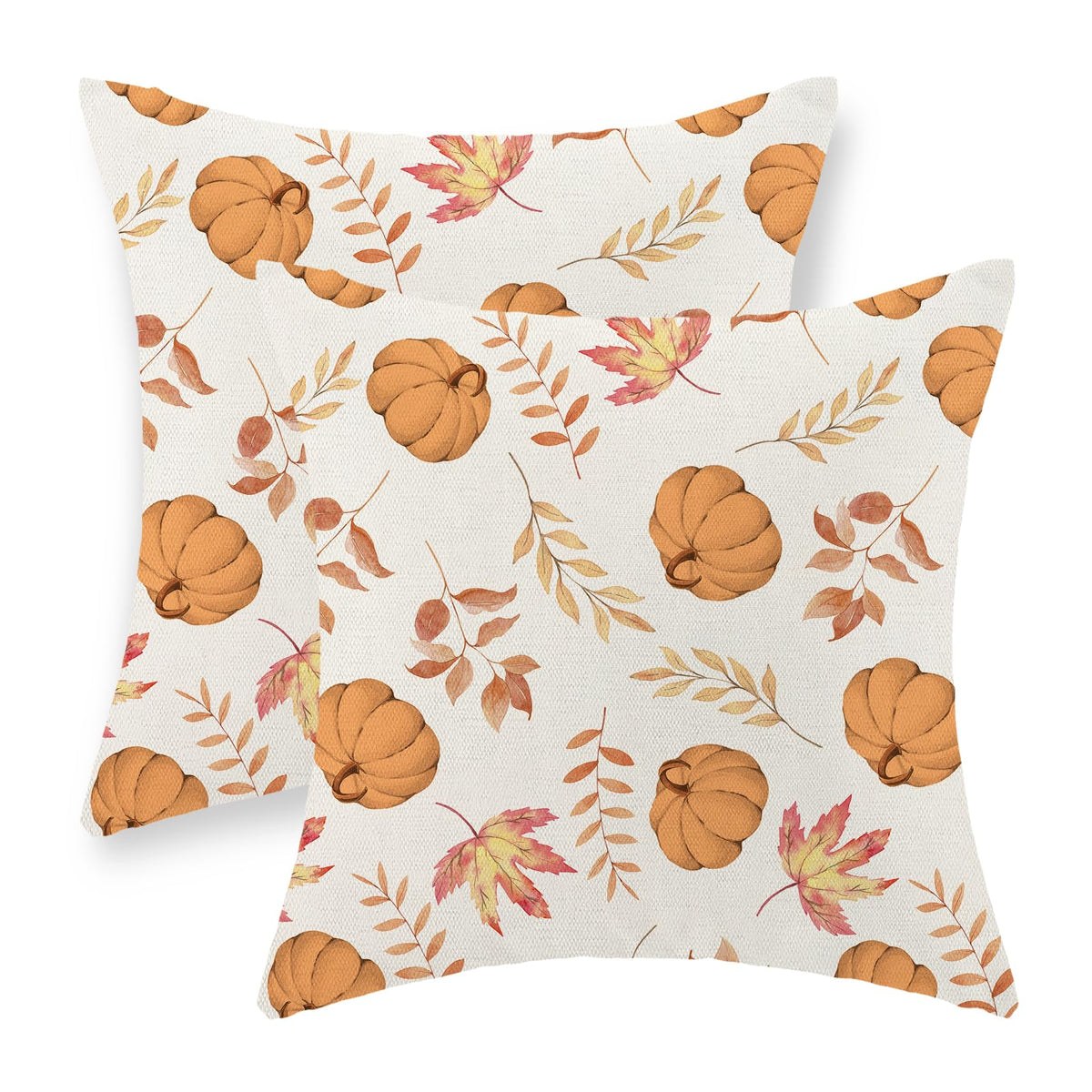 Gohdiwh Fall Pillow Covers 18X18 Set Of 2 Burnt Orange Pumpkin Maple Leaf Fall Decor Pillowcase Autumn Thanksgiving Decorations