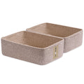 MiniArk Large Shallow Organizing Baskets 15x11x5.1 Inches - Rope Woven Storage Bins for Bathroom, Shelves, Cube Closet, Mixed Br