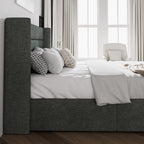 Sha Cerlin Full Size Lift Up Storage Bed/Modern Wingback Headboard/Upholstered Platform Bed Frame/Hydraulic Storage/No Box Spring Needed/Wood Slats Support/Dark Grey