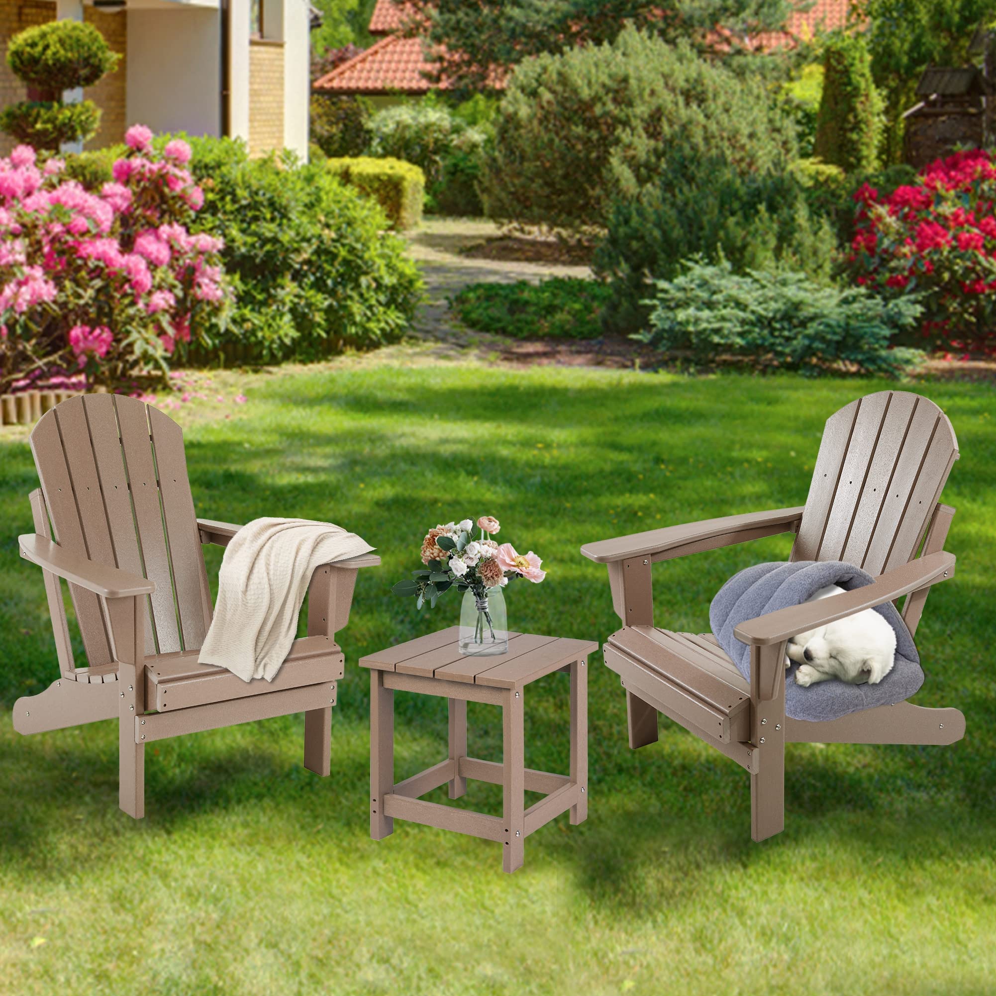 Lzrs Adirondack Square Side Table, Pool Composite Patio Table,Hdpe End Tables For Backyard,Pool, Indoor Companion, Easy Maintenance & Weather Resistant(Weathered Wood)