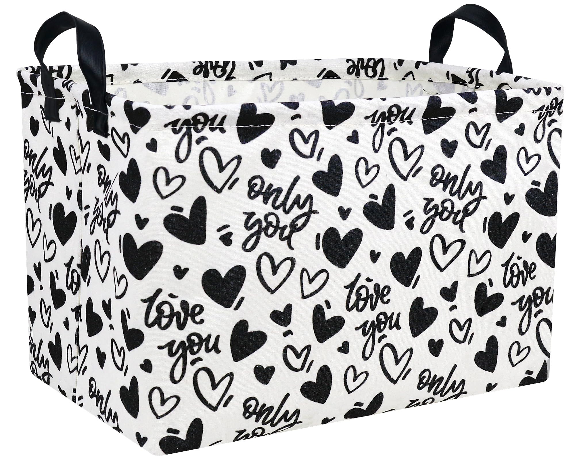 MYFLOCY Large Valentines Day Basket Heart Shaped Storage Bin for Gifts Collapsible Organizer Room Decor (Black Hollow Entity Lo