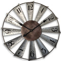 Mrocioa 24inch Windmill Distressed Metal Wall Clocks Rustic Large Decorative Clock Oversized Farmhouse Decor,Non Ticking,Battery