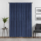 Eclipse Harper Velvet Rod Pocket Curtains For Bedroom, Single Panel, 50 In X 63 In, Navy