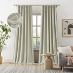 DUALIFE 120 Inch Extra Long Blackout Curtains for Bedroom,Linen Black Out Insulated Curtains for Living Room 10 FT Tall Drapes w