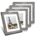 Hongkee 8x8 Picture Frames Set of 4, Made of Glass and Grey Wooden Frame - Display Picture 6x6 with Mat or 8 x 8 Without Mat, 8 