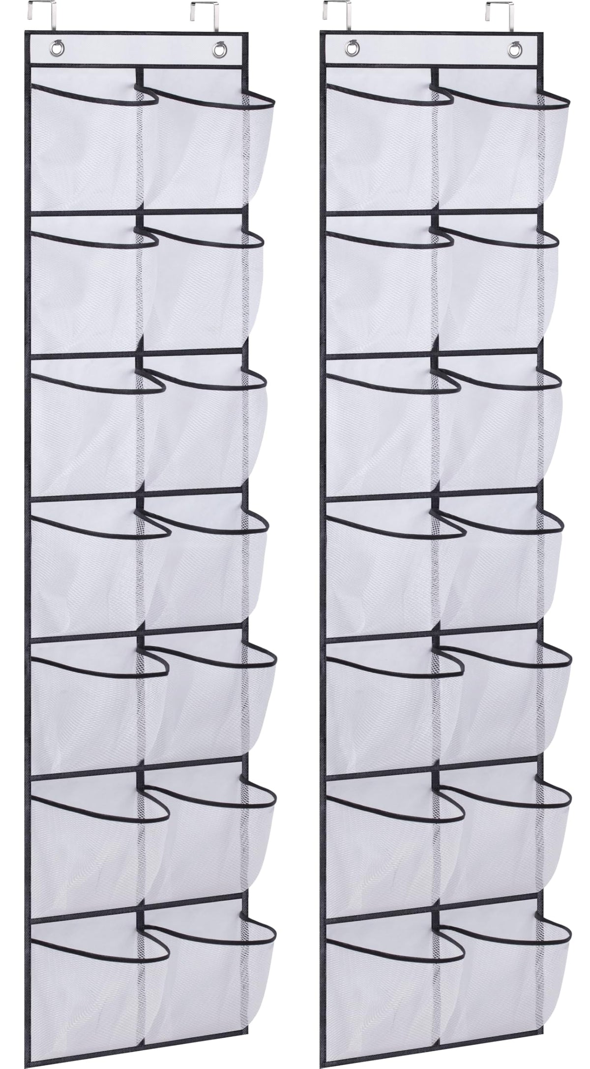 Misslo Narrow Over The Door Shoe Organizer 14 Large Pockets Door Shoe Hanger Hanging Shoe Rack For Closet Cruise Ship Essential,White, 2 Pack