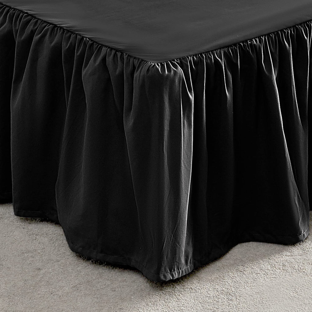 SLEEP ZONE Ruffled Bed Skirts Twin Size, Anti-Static Bedskirt Dust Ruffles with 15 inches Tailored Drop, Easy Fit, Fade Resistan
