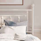 Sha Cerlin 14'' Full Size Metal Platform Bed Frame/Victorian Headboard And Footboard/Steel Slats Mattress Foundation For Storage/No Box Spring Needed/Noise Free/White