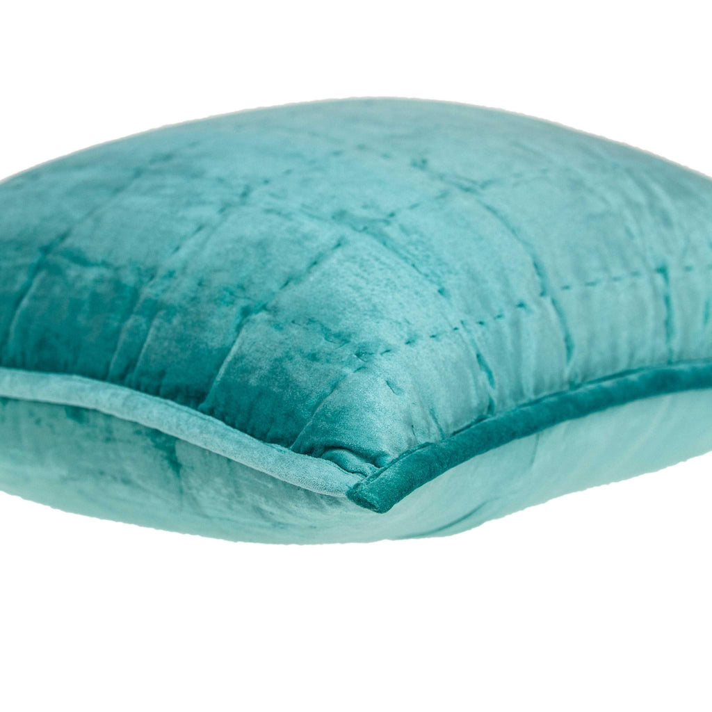 HomeRoots 50% Cotton, 50% Viscose 20' x 7' x 20' Transitional Aqua Solid Quilted Pillow Cover with Poly Insert