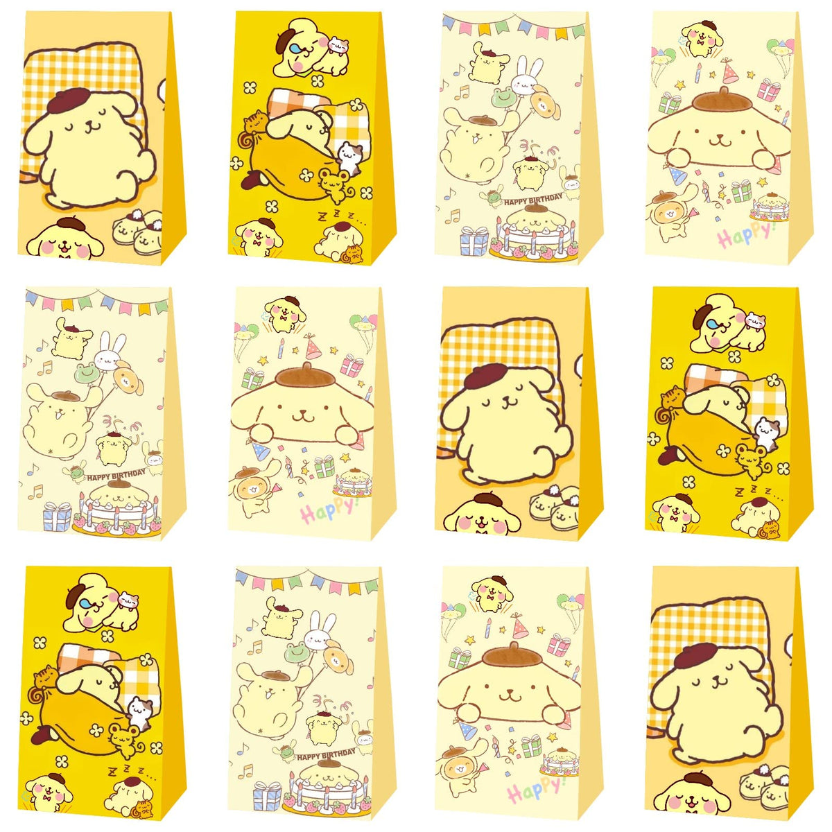 ARHAVI 12 Pcs Pompompurin Party Favor Gift Bags, Pompompurin Birthday Party Supplies for Pompompurin Party Decorations