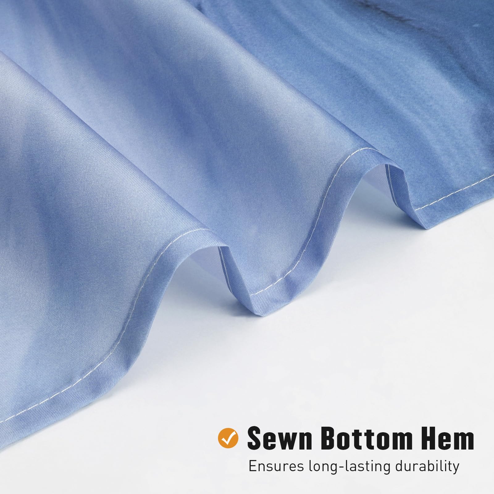 Mitovilla Blue Marble Shower Curtain, Modern Ombre Fabric Cloth Shower Curtains For Luxury Bathroom Decor, Abstract Watercolor S