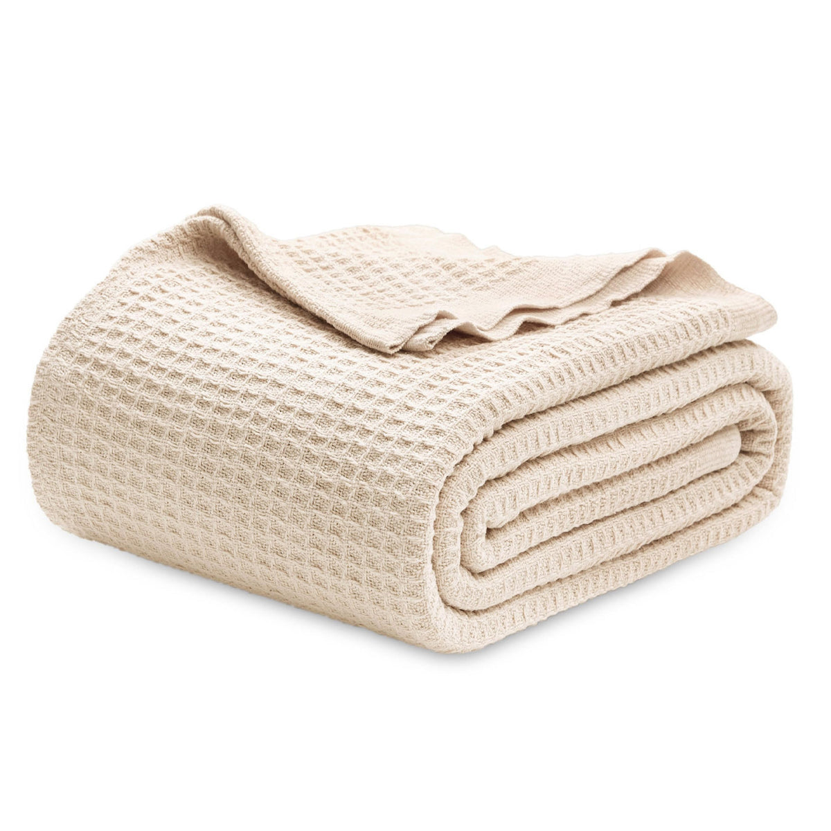 Bedsure 100% Cotton Blanket King Size For Bed - Waffle Weave Fall Blanket, Lightweight And Breathable Soft Woven Blanket For Sum