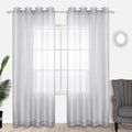 KOUFALL Silver Curtains 96 Inches Long for Bedroom 2 Panels Set Grommet Sheer Window Curtains for Living Room 52x96 Inch Length