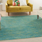 Nourison Essentials Indoor/Outdoor Blue Green 7' X Square Area -Rug, Easy -Cleaning, Non Shedding, Bed Room, Living Room, Dining Room, Backyard, Deck, Patio (7 Square)