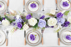 Dearhouse 2Pack Artificial Peony Flower Garland - Silk Peony Garland With Purple White Flowers For Wedding Party Table Decoratio