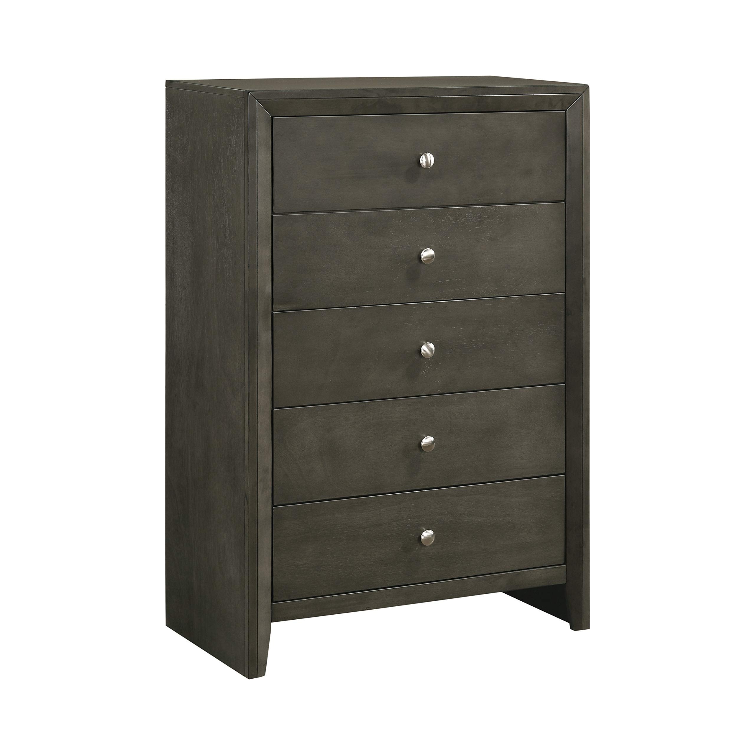 Coaster Home Furnishings Serenity 5-Drawer Transitional Wood Chest in Mod Gray