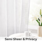 Homeideas White Linen Sheer Curtains 63 Inches Long 2 Panels Textured Semi Sheer Curtains Farmhouse Curtains Sheer Privacy Windo