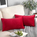 Phantoscope Pack Of 2 Velvet Decorative Throw Decorative Pillow Cover Soft Solid Square Cushion Case For Couch Wine Red 12 X 20