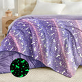 Wajade Unicorn Glow In The Dark Blanket For Kids, Purple Unicorn Fleece Luminous Soft Throw Blanket For Birthday Halloween Chris