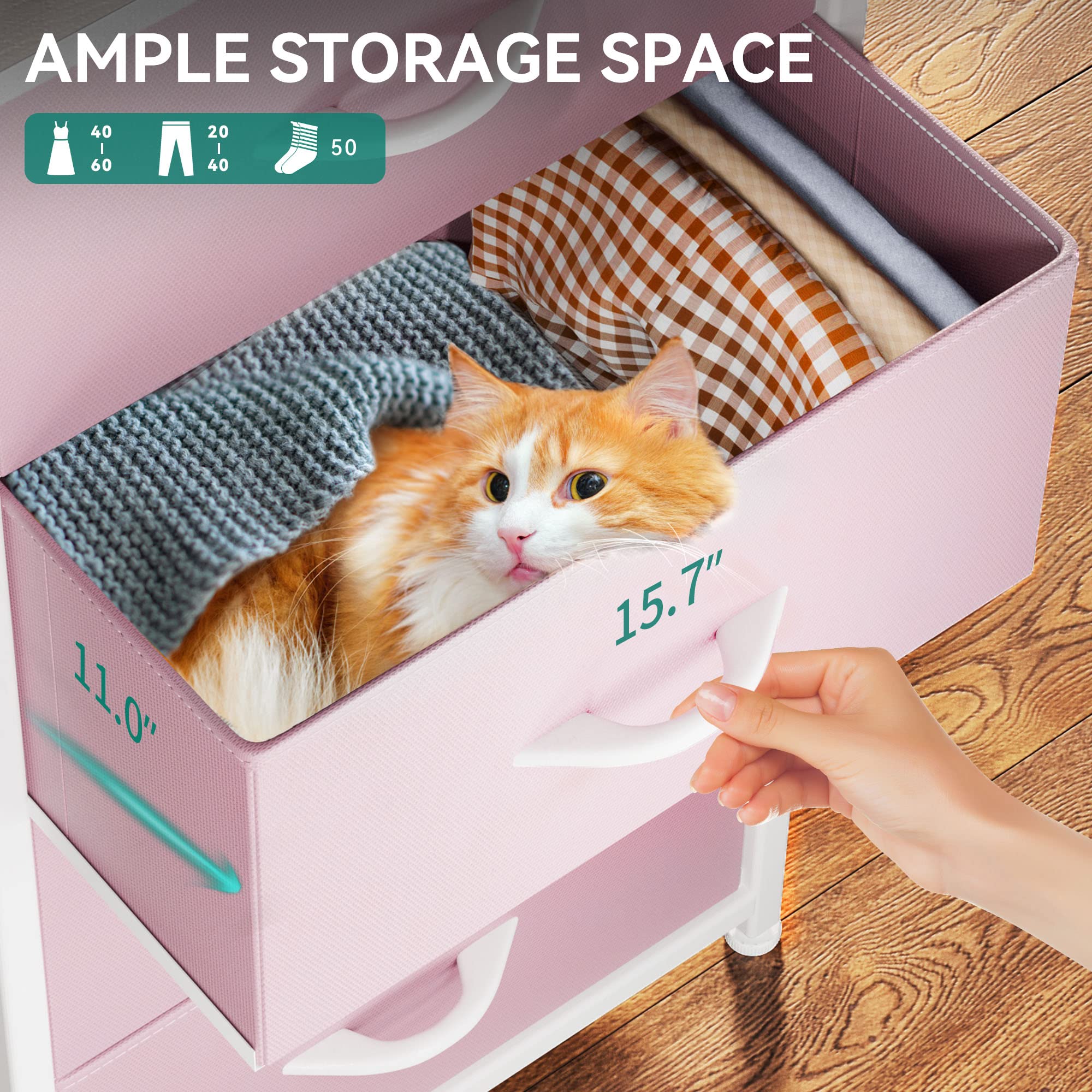 Yitahome Dresser With 4 Drawers - Storage Tower Unit, Fabric Dresser For Bedroom, Living Room, Closets - Sturdy Steel Frame, Wooden Top & Easy Pull Fabric Bins