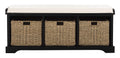 SAFAVIEH Black American Homes Collection Lonan Grey and White Wicker Storage Bench, 0