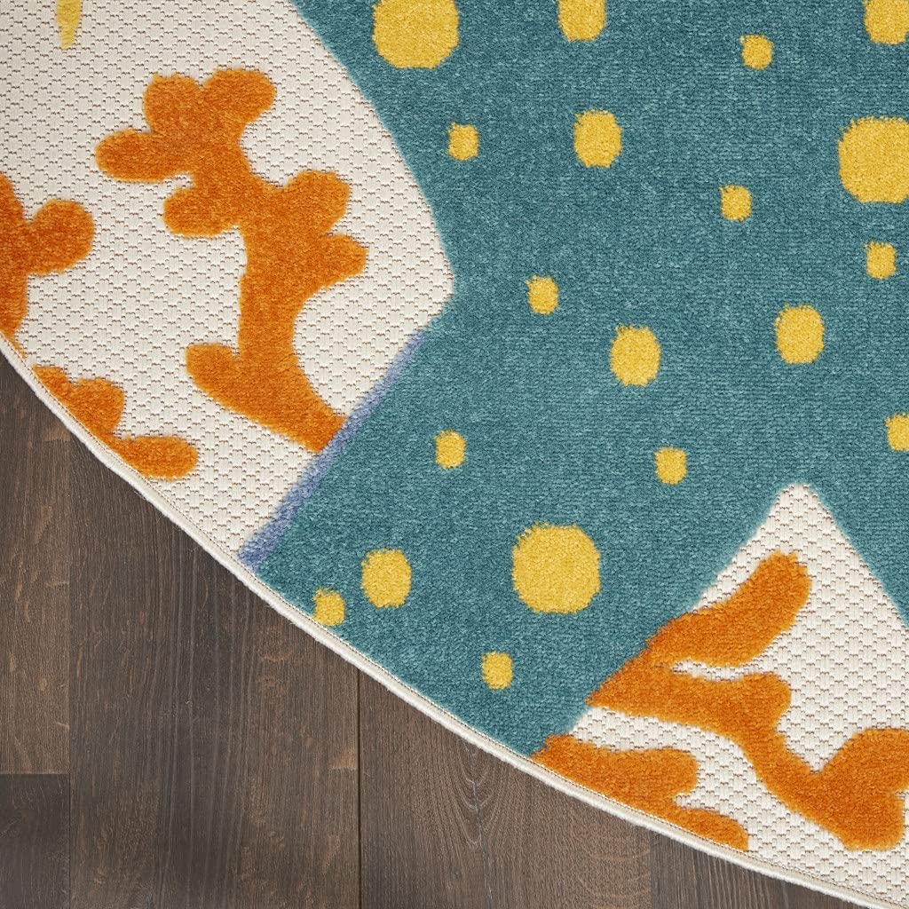 HomeRoots 100% Polypropylene 5’ Round Multicolor Indoor Outdoor Area Rug