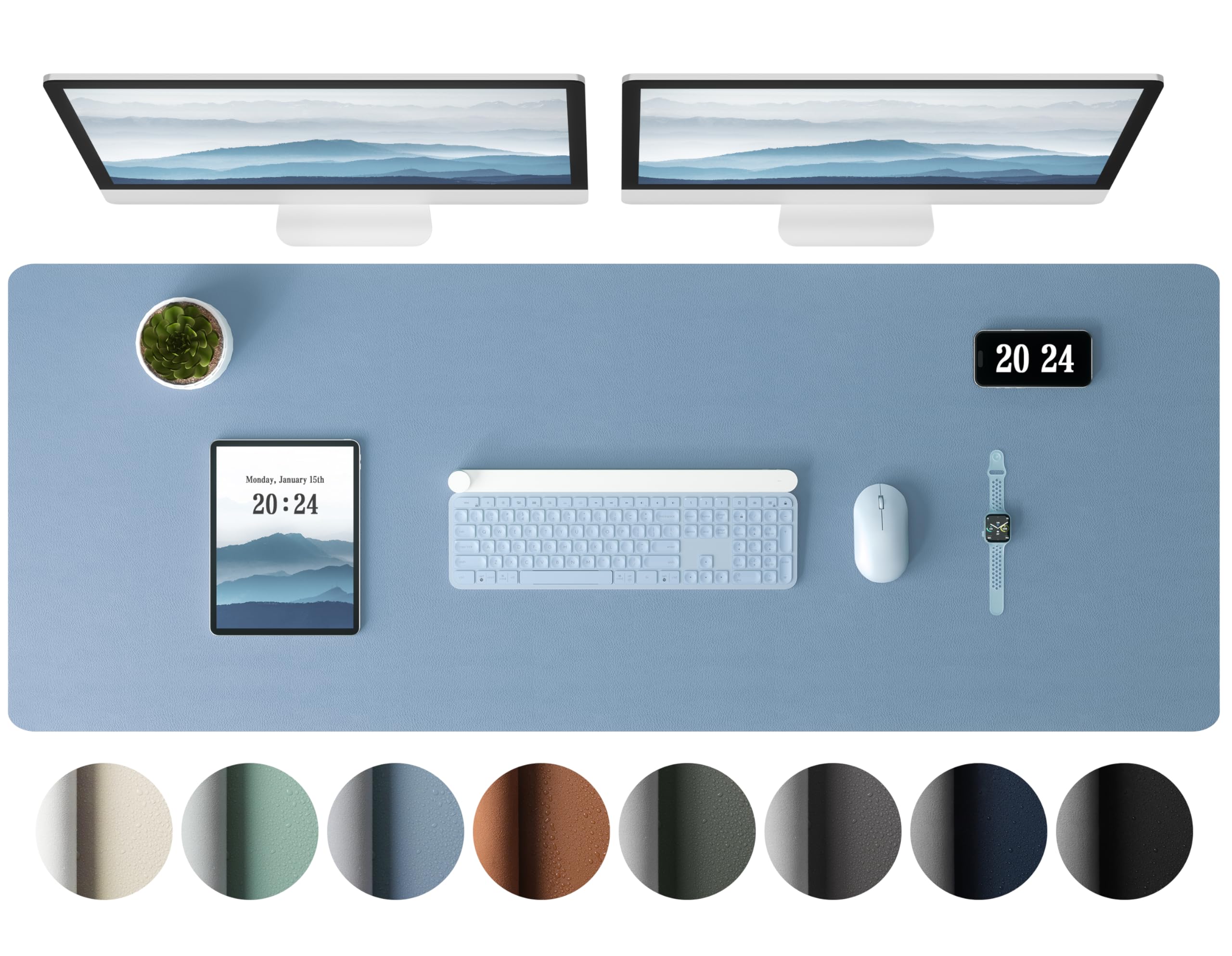 Aothia Leather Desk Pad Protector, Office Desk Mat, Large Mouse Pad, Laptop Desk Pad, Non-Slip Pu Leather Desk Blotter, Waterpro