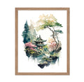 Poster Master Japanese House Poster - Japanese Lakehouse Print - Watercolor Art - Gift for Him, Her, Nature Lover - Landscape De