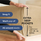 Extra Deep Pocket Full Sheets - 4 Piece Breathable & Cooling Bed Sheets - Hotel Luxury Bed Sheet Set - Soft, Wrinkle Free & Comfy - Easily Fits Extra Deep Mattresses - Deep Pocket Heathered Tan Sheets