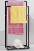 Standing Towel Racks for Bathroom, 39 Tall 2 Tier Bathroom Towel Stand with Storage Shelves, Modern Standing Pool Drying and D