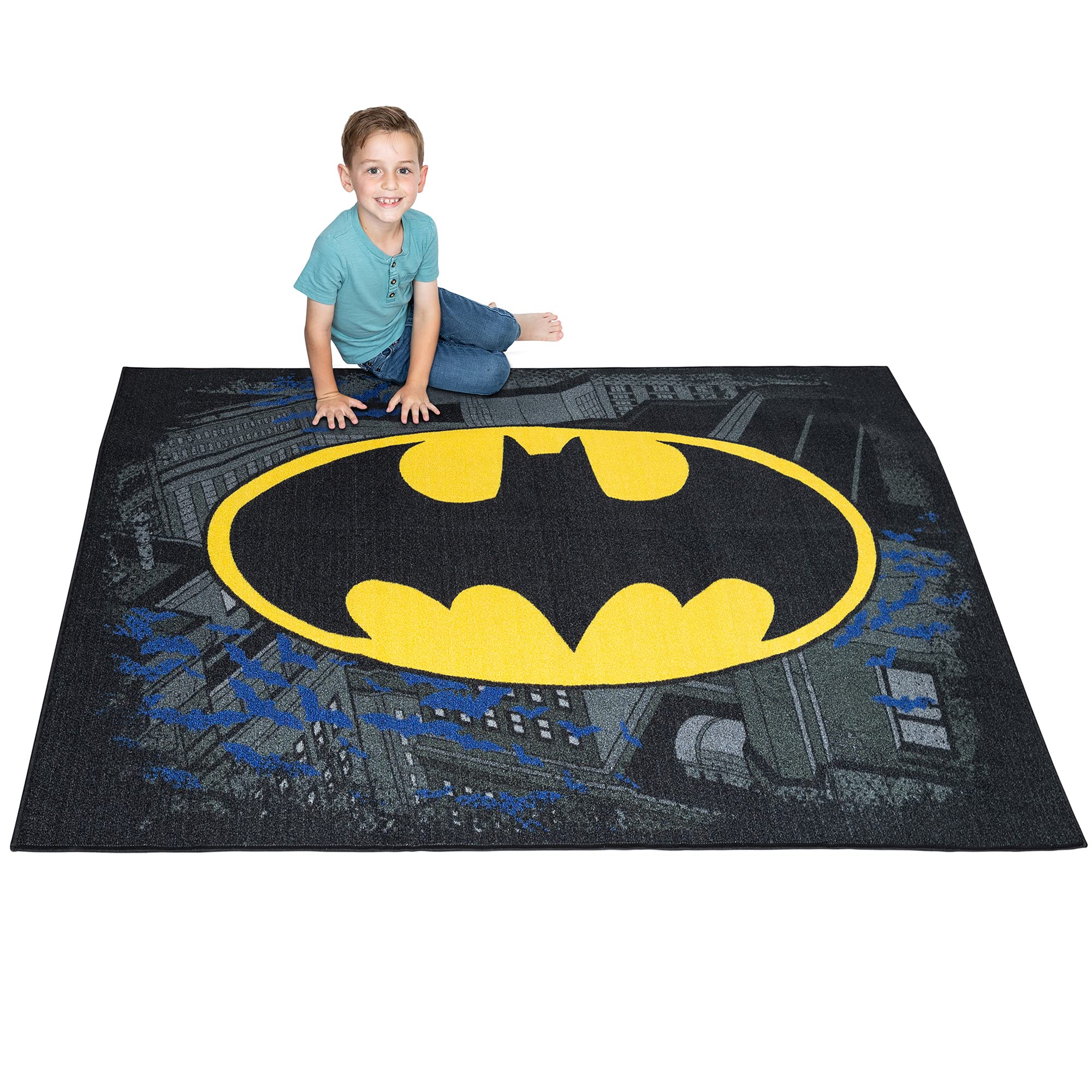 Franco Kids Room Non Slip Area Rug, 69 in x 52 in, Batman