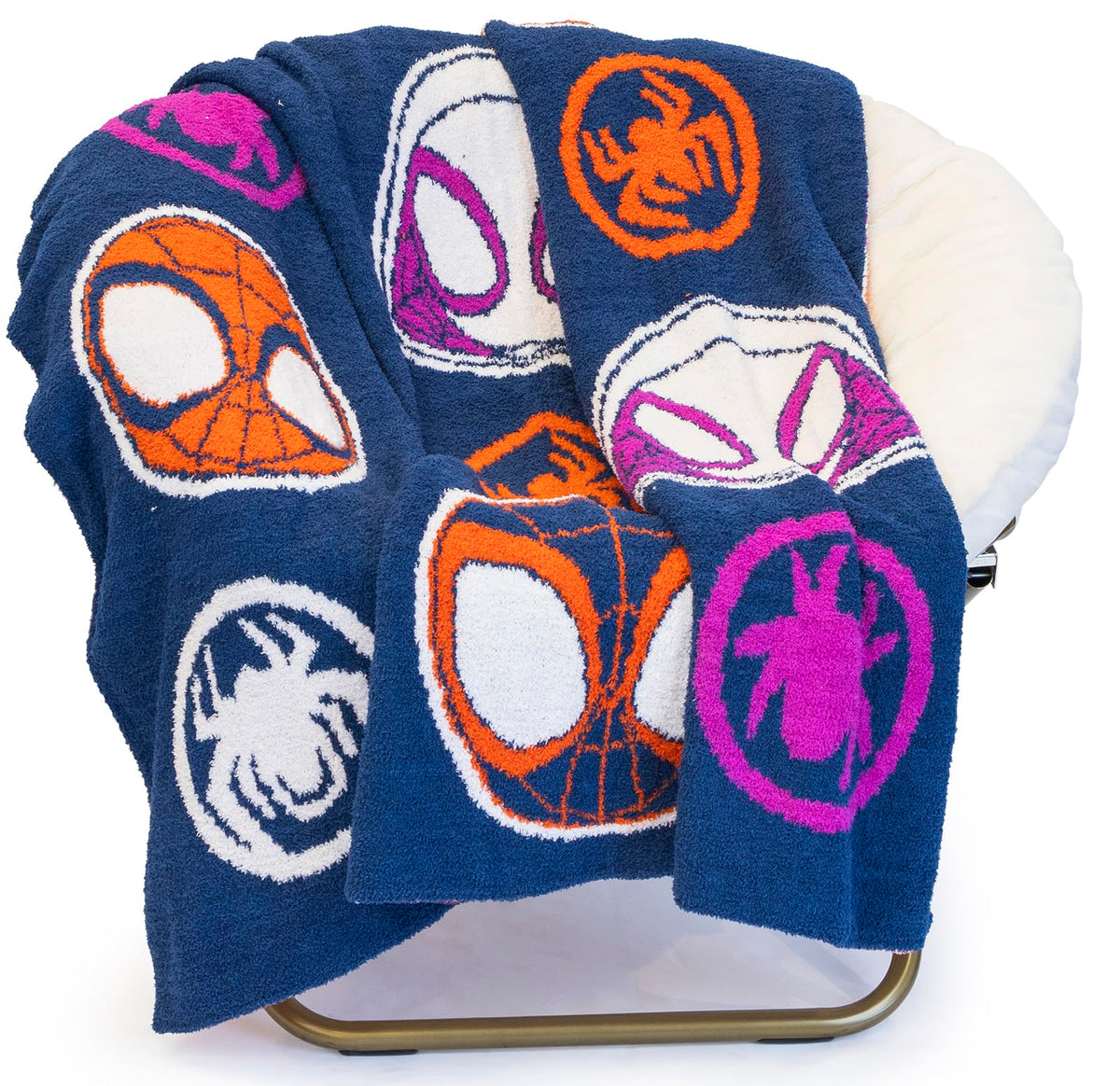 Jay Franco Marvel Spidey & His Amazing Friends Feather Knit Fluffy Throw Blanket - Ghost Spider And Miles Morales Fuzzy Blanket
