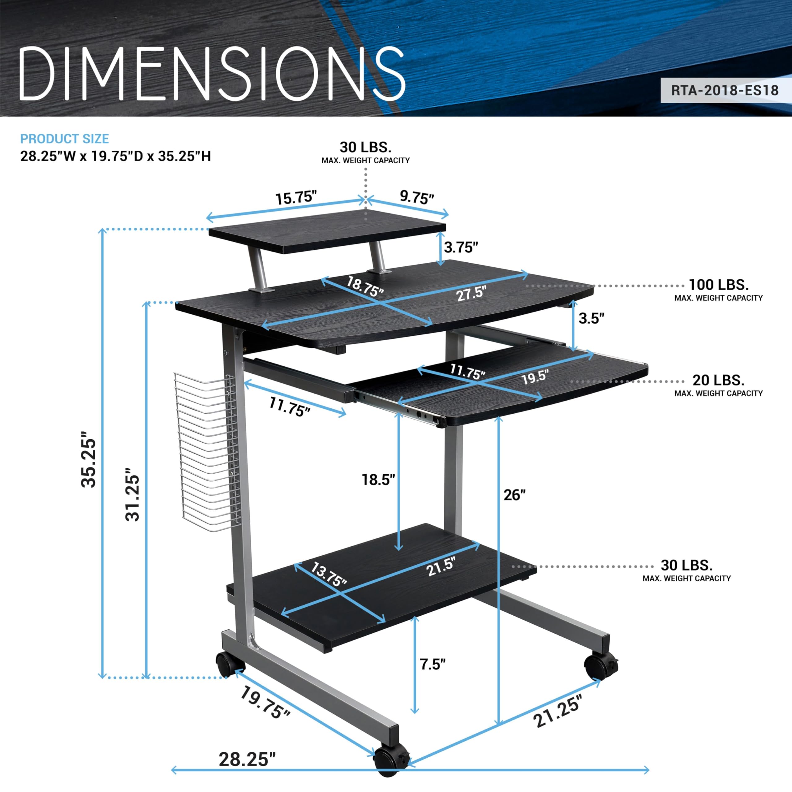 Techni Mobili Compact Computer Cart with Storage - Thumbnail 4