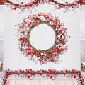 Hotop 6 Feet Valentines Day Berry Garland Twig Red Pink White Berry Garland with Handmade Foam Hearts Artificial Garland for Va