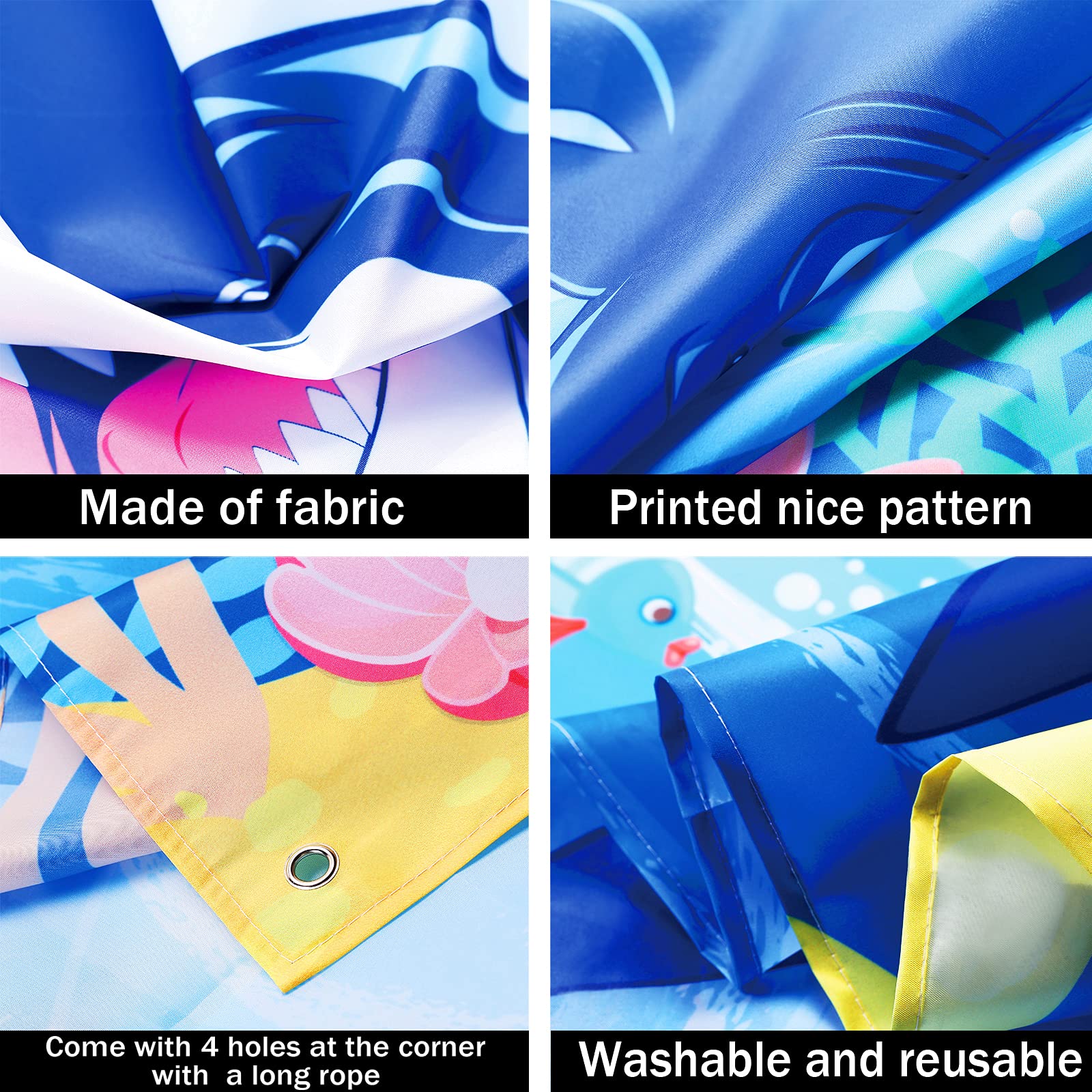 Shark Backdrop For Photo Booth, Shark Happy Birthday Banner, Shark Themed Under The Sea Background Birthday Sign Party Decoratio